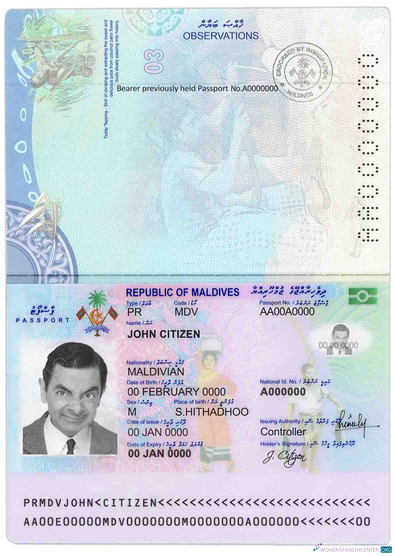 Download Maldives passport Photoshop template